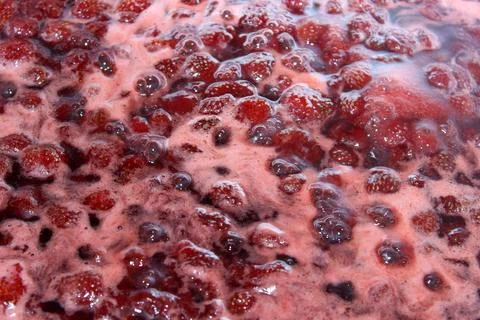 Boiled, strawberry jam Foto stock