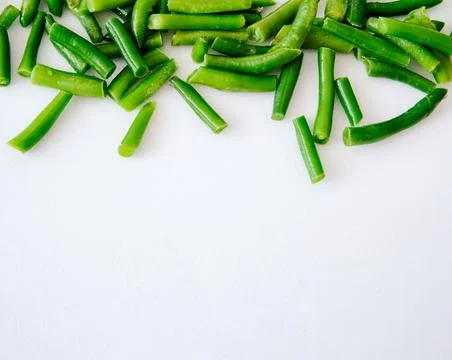 Boiled string beans. green bean. boiled beans. boiled beans on a light backgr Stock Photos