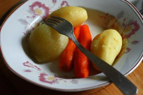 Boiled vegetables. Photos