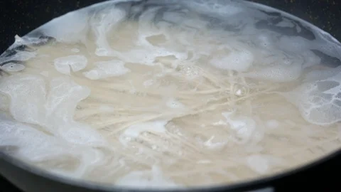 Boiled Zaru Soba (Cold Soba Japanese Noodles food style)  with hot water . ai Stock Footage 89763099
