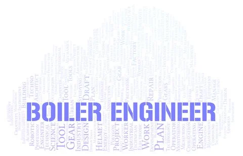 Boiler Engineer typography word cloud create with the text only Stock Illustration