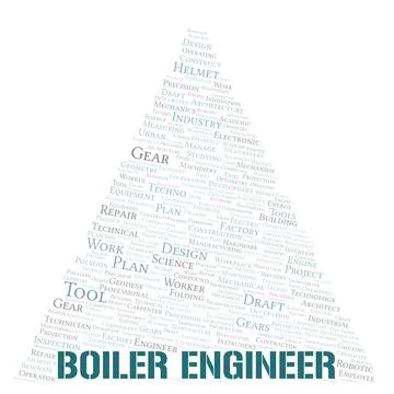 Boiler Engineer typography word cloud create with the text only Stock Illustration