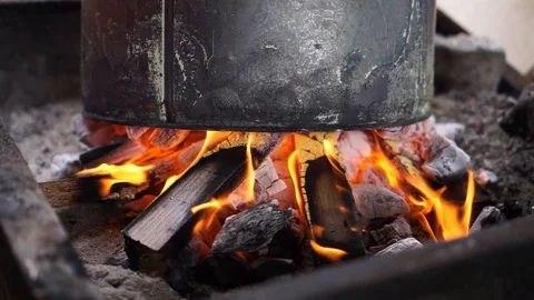 Boiler Fire for heating Stock Footage 93448785