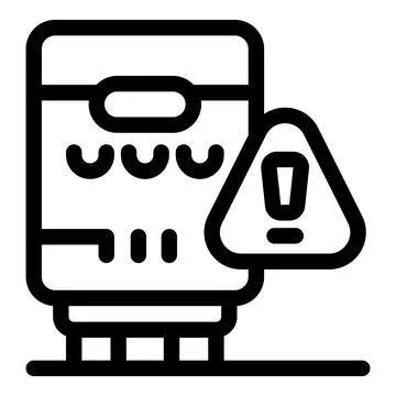 Boiler having problem icon with warning sign depicting malfunction Stock Illustration