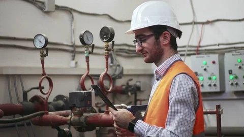 Boiler heating system inspection Stock Footage 84787808