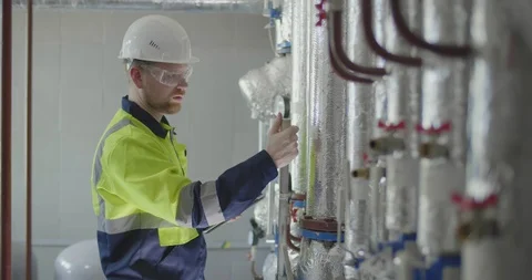 Boiler heating system inspection Video stock 109334634