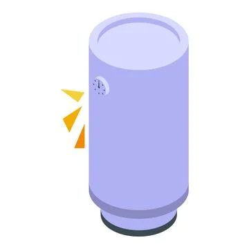 Boiler heating water with clock displaying working time in isometric view 스톡 일러스트