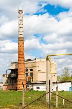 Boiler house with high stack Stock Photos