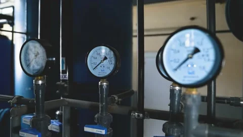 Boiler house inside. Manometer in the boiler room. Stock Footage 237873156