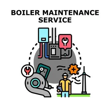 Boiler maintenance service system concept illustration Stock Illustration