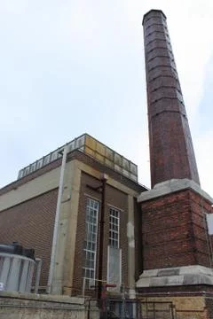 Boilerhouse with brickbuilt stack Stock Photos