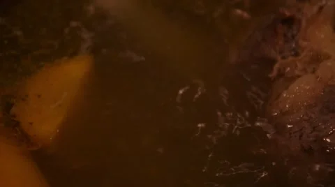 Boiling beef soup Stock Footage 43279847