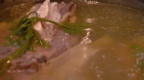 Boiling beef soup Stock Footage 43279924