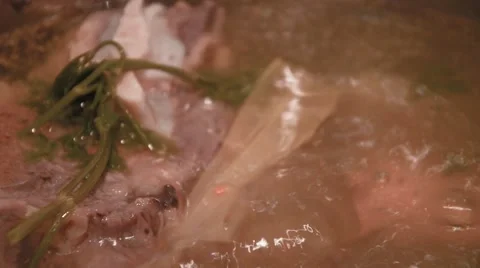 Boiling beef soup Stock Footage 43279976