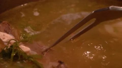 Boiling beef soup Stock Footage 43281773
