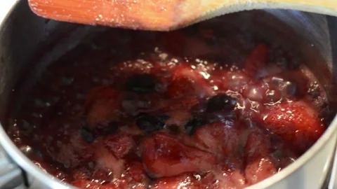 Boiling Berries  Stock Footage 130356385