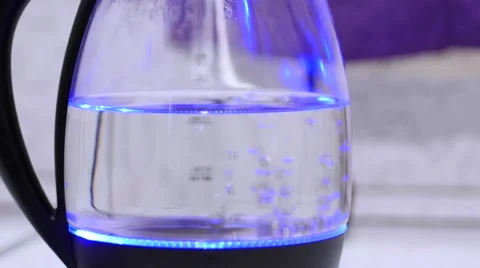 Boiling blue kettle in the kitchen Stock Footage 49823841