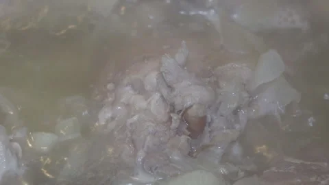 Boiling broth from a bone Video stock 297477743