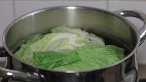 Boiling cabbage in water Video stock 102094176
