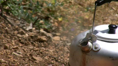Boiling camping kettle. Stock Footage 751281