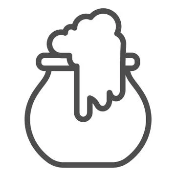 Boiling cauldron line icon. Reeky witch pot, boiled cattle. Halloween party Stock-Illustration