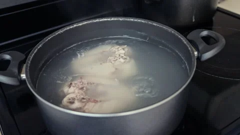 Boiling Chicken Breast in Pot. Stock Footage 338341407