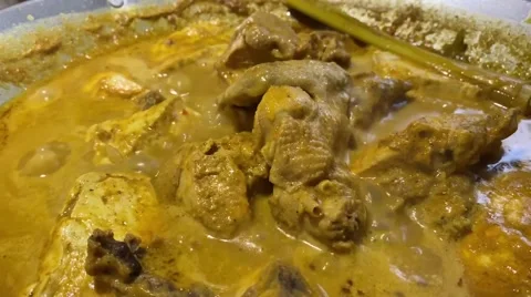 Boiling Chicken curry Stock Footage 292229677