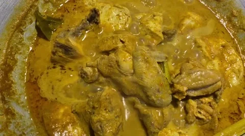 Boiling Chicken curry Stock Footage 292229735