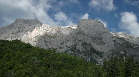 Boiling of Clouds Over the Mountain Pass. Timelapse Video stock 66276268