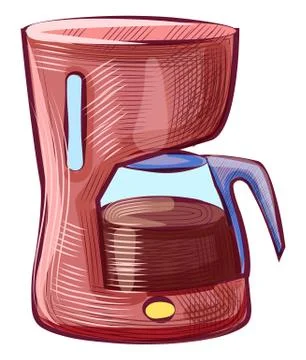 Boiling Coffee in Kettle, Hot Java Drink Vector Stock Illustration