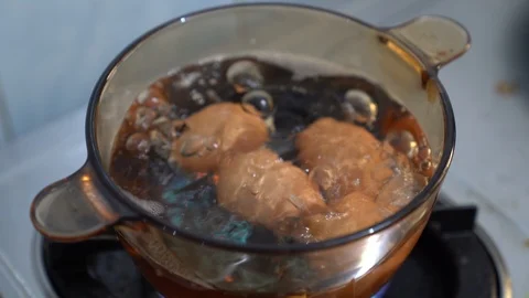Boiling the eggs Stock Footage 103442469
