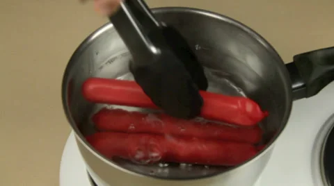 Boiling Frankfurters 스톡 동영상 33823914