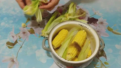 Boiling Fresh Corn Stock Footage 134344895