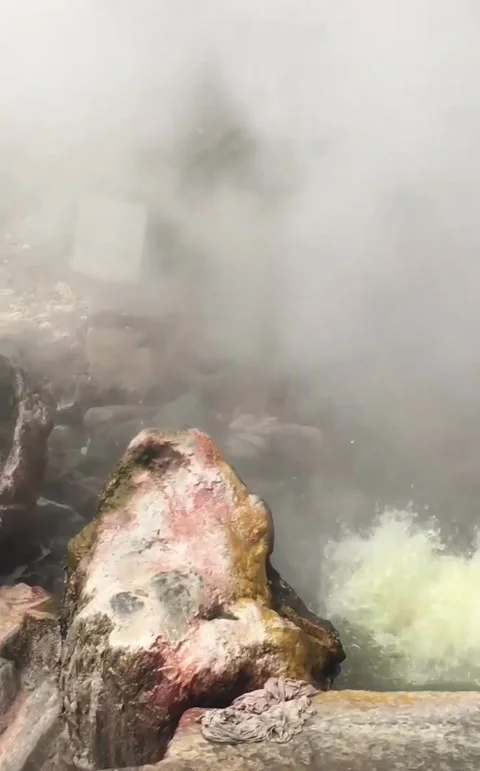 Boiling Geothermal Steam Vent at Furnas, São Miguel Island Stock Footage 327169727