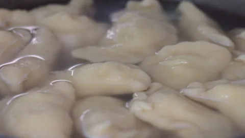 Boiling Homemade Dumplings in a Pot Stock-Footage 336236234