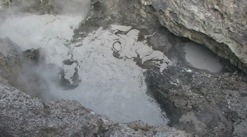 Boiling Hot Mud Water with Bubbles Stock Footage 203781