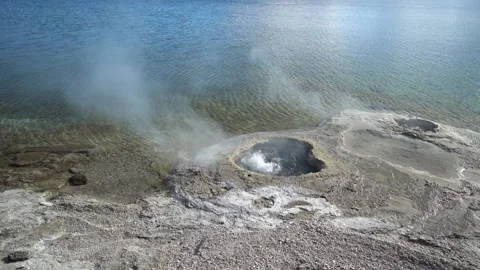 Boiling hot springs slow motion Stock Footage 147985693