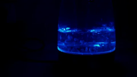 Boiling kettle with blue water light, Boiling water Stock Footage 197442508