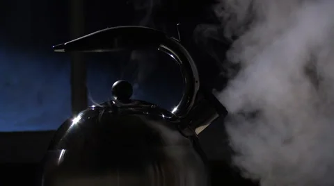 BOILING KETTLE WITH SOUND Stock Footage 980102
