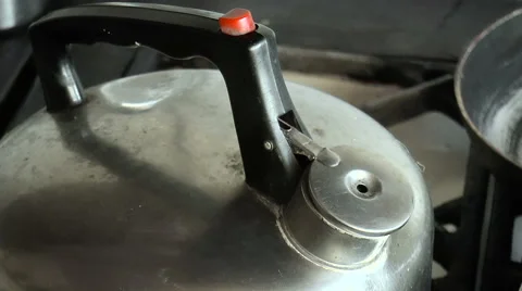 Boiling kettle with steam Stock Footage 68349369