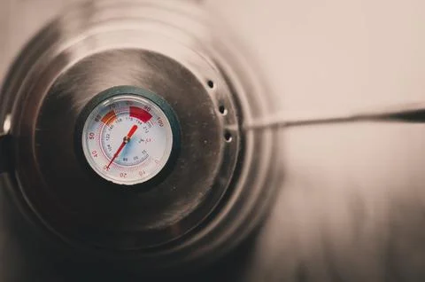 Boiling Kettle Temperature Gauge Close Up Stock Photos