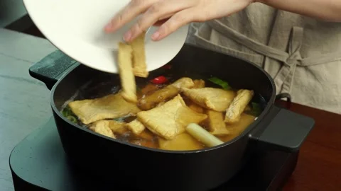 Boiling Korean Fish Cake Soup Stock Footage 334160186