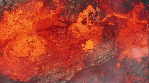 Boiling  Lava, Inside a volcano crater 01 Stock Footage 296420978