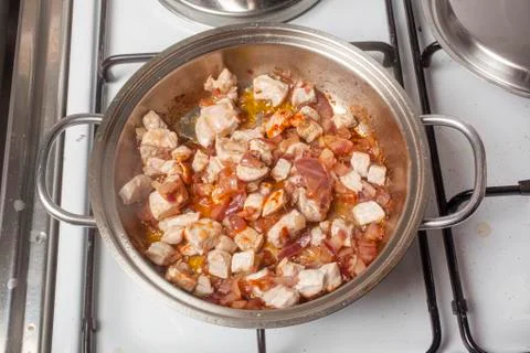 Boiling with meat added2 Stock Photos