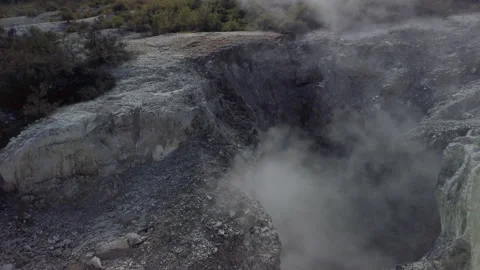 Boiling mud and water of Fumarole crater at Wai-O-Tapo Thermal Park,Rotorua Stock Footage 142249402