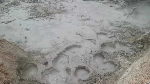 Boiling Mud Lakes in Sol de Manana Geothermal Field, Potosi, Bolivia Stock Footage 328394090
