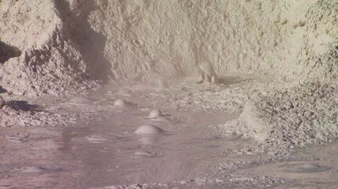 Boiling mud at mud volcano in Yellowstone National Park Video stock 54593570