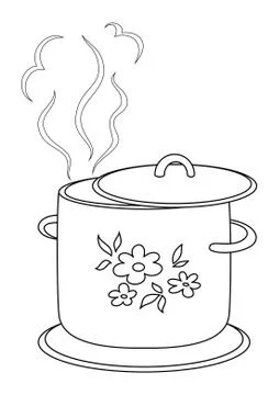 Boiling pan with pattern, contours Illustrazione stock