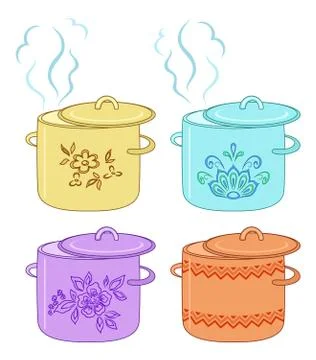 Boiling pan with pattern, set Stock-Illustration