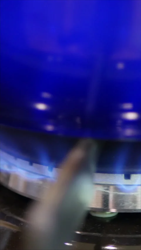 Boiling Pot On Gas Burner In Kitchen. Vertical. Stock Footage 276316403